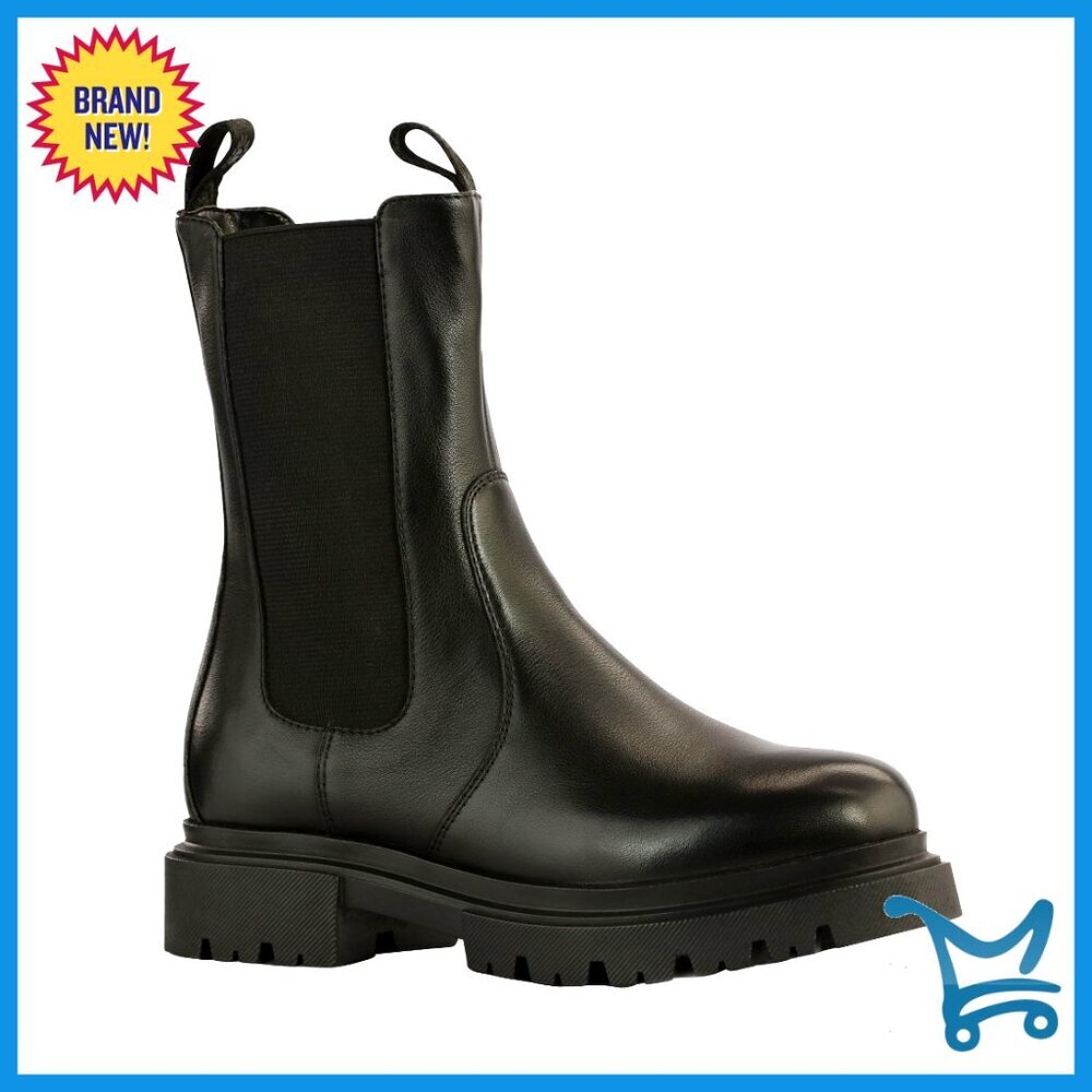 Leather Ankle Boots Block Heel Cushioned Insole Side Zipper Non-Slip Sole